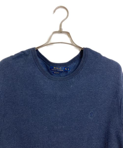 POLO RALPH LAUREN（ポロ・ラルフローレン）POLO RALPH LAUREN (ポロ・ラルフローレン) PIMA COTTON 鹿の子ニット　 ネイビー サイズ:XLの古着・服飾アイテム
