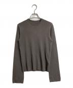 MUSEミューズ）の古着「BOND RIB クルーネック プルオーバー　長袖ニット　薄手ニット　ウールニット　日本製」｜ブラウン