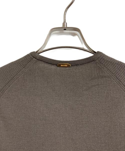 MUSE（ミューズ）MUSE (ミューズ) BOND RIB クルーネック プルオーバー　長袖ニット　薄手ニット　ウールニット　日本製 ブラウン サイズ:実寸参照の古着・服飾アイテム