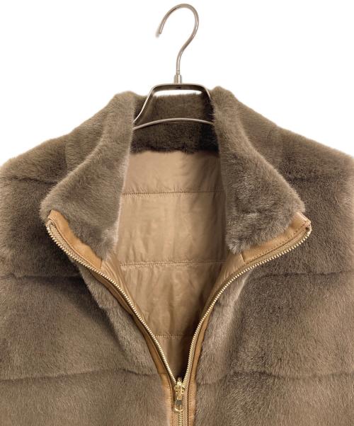 DEUXIEME CLASSE（ドゥーズィエム クラス）Deuxieme Classe (ドゥーズィエム クラス) MY WHITE (マイ ホワイト) リバーシブルベスト　ファーベスト　中綿ベスト　アウター　ライトアウター　フランス製 ブラウン サイズ:Uの古着・服飾アイテム