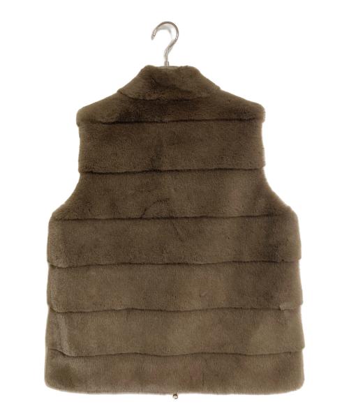 DEUXIEME CLASSE（ドゥーズィエム クラス）Deuxieme Classe (ドゥーズィエム クラス) MY WHITE (マイ ホワイト) リバーシブルベスト　ファーベスト　中綿ベスト　アウター　ライトアウター　フランス製 ブラウン サイズ:Uの古着・服飾アイテム