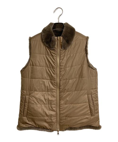 DEUXIEME CLASSE（ドゥーズィエム クラス）Deuxieme Classe (ドゥーズィエム クラス) MY WHITE (マイ ホワイト) リバーシブルベスト　ファーベスト　中綿ベスト　アウター　ライトアウター　フランス製 ブラウン サイズ:Uの古着・服飾アイテム