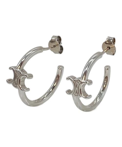 CELINE（セリーヌ）CELINE (セリーヌ) トリオンフ アシンメトリックフープ　ピアス シルバー サイズ:実寸参照の古着・服飾アイテム