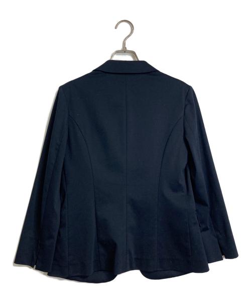 UNTITLED（アンタイトル）UNTITLED (アンタイトル) コットン混ジャージ カラーレスジャケットスカートセットアップ ネイビー サイズ:2の古着・服飾アイテム