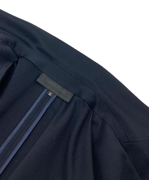 UNTITLED（アンタイトル）UNTITLED (アンタイトル) コットン混ジャージ カラーレスジャケットスカートセットアップ ネイビー サイズ:2の古着・服飾アイテム