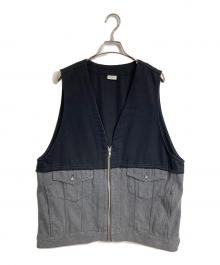 niko and（ニコアンド）の古着「make stuff  デニムドッキングベスト　アウター　ライトアウター　Misayoさんプロデュース」｜ブラック×グレー