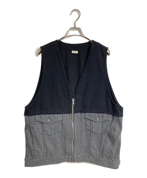 niko and（ニコアンド）niko and (ニコアンド) make stuff  デニムドッキングベスト　アウター　ライトアウター　Misayoさんプロデュース ブラック×グレー サイズ:FREEの古着・服飾アイテム