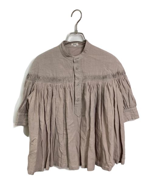 SCYE（サイ）SCYE (サイ) リネン ピンタック ハーフスリーブブラウス 半袖　日本製 ベージュ サイズ:38の古着・服飾アイテム