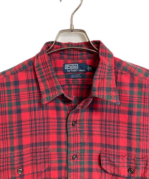 POLO RALPH LAUREN（ポロ・ラルフローレン）POLO RALPH LAUREN (ポロ・ラルフローレン) 【古着】90’S トラッド チェックシャツ　長袖シャツ　90年代 G.I. SHIRT ポニーなし レッド サイズ:XLの古着・服飾アイテム