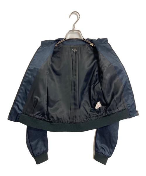 A.P.C.（アーペーセー）A.P.C. (アーペーセー) 【古着】90’Sジップアップショートジャケット サテン　アウター　ライトアウター　 90年代 ETE 1998 フランス製 ネイビー サイズ:Sの古着・服飾アイテム
