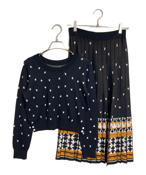 Diagram（ダイアグラム）Diagram (ダイアグラム) セットアップ　キカ柄JQニットトップ セーター  スカート ブラック サイズ:36の古着・服飾アイテム