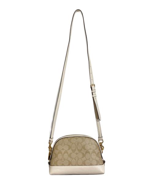 COACH（コーチ）COACH (コーチ) シグネチャー ハート ドーム  ショルダーバッグ ベージュ×ホワイト サイズ:実寸参照の古着・服飾アイテム