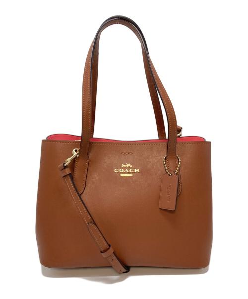 COACH（コーチ）COACH (コーチ) 2WAYトートバッグ ブラウン×ピンクの古着・服飾アイテム