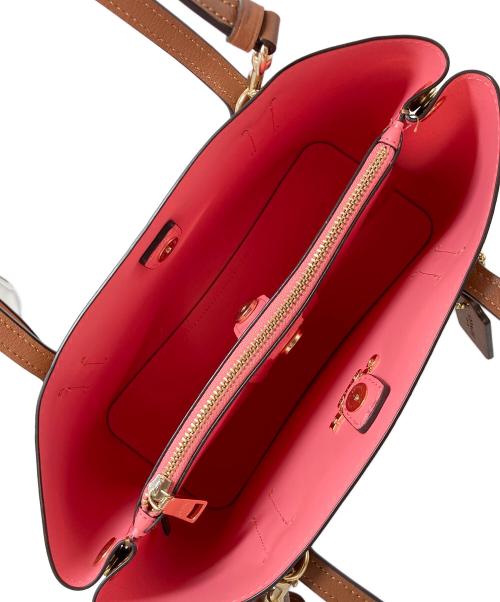 COACH（コーチ）COACH (コーチ) 2WAYトートバッグ ブラウン×ピンクの古着・服飾アイテム