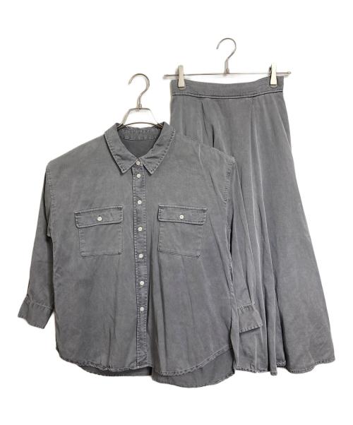 ARPEGE STORY（アルページュストーリー）ARPEGE STORY (アルページュストーリー) セットアップ　シャツ　ロングスカート グレーの古着・服飾アイテム