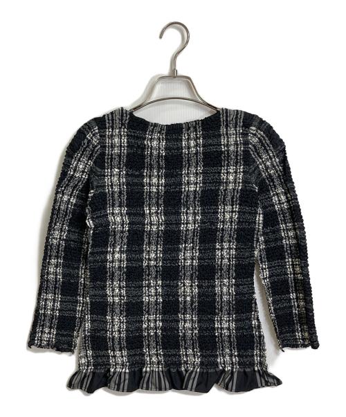 PEPLUM by YOSHIKI HISHINUMA（ペプラム バイ ヨシキヒシヌマ）PEPLUM by YOSHIKI HISHINUMA (ペプラム バイ ヨシキヒシヌマ) プリーツブラウス　 ブラック×ホワイト サイズ:1の古着・服飾アイテム