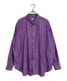 WILLY CHAVARRIA（ウィリーチャバリア）の古着「BIG WILLY DRESS SHIRT オーバサイズ　コットンシャツ　ストライプ」｜パープル