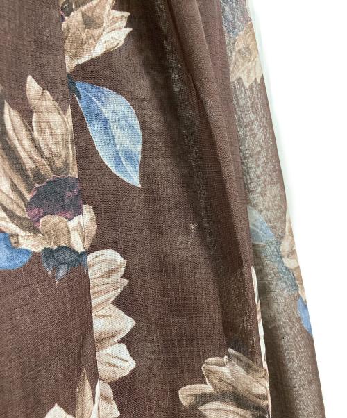 HER LIP TO（ハーリップトゥ）Her lip to (ハーリップトゥ) Sunflower-printed midi dress  ミニドレス　ノースリーブワンピース　ひまわり　 ブラウン サイズ:Mの古着・服飾アイテム