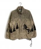 NATIONAL WILDLIFEナショナルワイルドライフ）の古着「ドローコード付きホース柄フリースジャケット　USA製」｜ベージュ