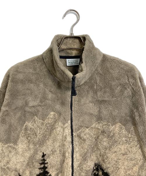 NATIONAL WILDLIFE（ナショナルワイルドライフ）NATIONAL WILDLIFE (ナショナルワイルドライフ) ドローコード付きホース柄フリースジャケット　USA製 ベージュ サイズ:Lの古着・服飾アイテム