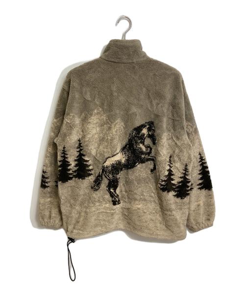 NATIONAL WILDLIFE（ナショナルワイルドライフ）NATIONAL WILDLIFE (ナショナルワイルドライフ) ドローコード付きホース柄フリースジャケット　USA製 ベージュ サイズ:Lの古着・服飾アイテム