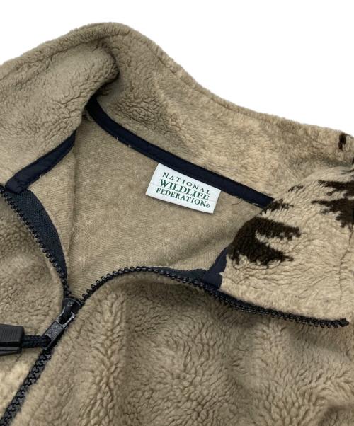 NATIONAL WILDLIFE（ナショナルワイルドライフ）NATIONAL WILDLIFE (ナショナルワイルドライフ) ドローコード付きホース柄フリースジャケット　USA製 ベージュ サイズ:Lの古着・服飾アイテム