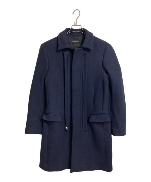 MUGLER（ミュグレー）MUGLER (ミュグレー) ウールステンカラーコート　ロングコート　イタリア製 ネイビー サイズ:Sの古着・服飾アイテム