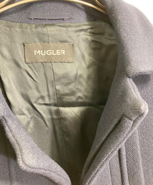 MUGLER（ミュグレー）MUGLER (ミュグレー) ウールステンカラーコート　ロングコート　イタリア製 ネイビー サイズ:Sの古着・服飾アイテム
