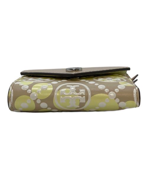 TORY BURCH（トリーバーチ）TORY BURCH (トリーバーチ) Tモノグラム コントラスト エンボス スモール エンベロープウォレット ベージュ×イエローの古着・服飾アイテム