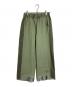 OLLEBOREBLA（アルベロベロ）の古着「ブタさんSMILEパンツ　薄手　個性的　異素材　ドッキング」｜グリーン