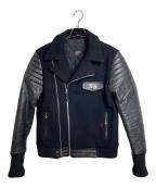 NEIGHBORHOODネイバーフッド）の古着「07AW Lightning Riders アウター　ライダースジャケット　切替ジャケット　日本製　牛革」｜ブラック