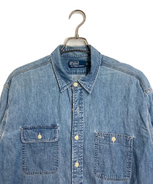 POLO RALPH LAUREN（ポロ・ラルフローレン）POLO RALPH LAUREN (ポロ・ラルフローレン) デニムシャツ　コットンシャツ　ポニーなし スカイブルー サイズ:Lの古着・服飾アイテム