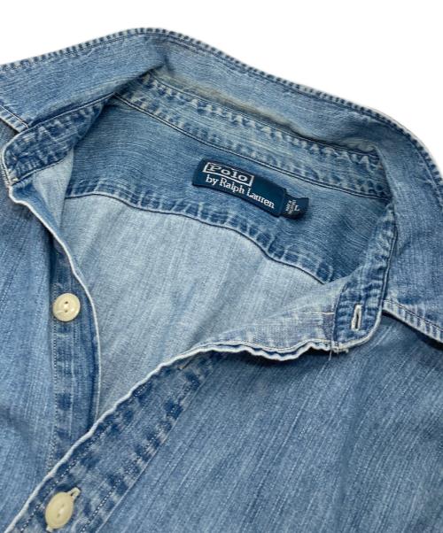 POLO RALPH LAUREN（ポロ・ラルフローレン）POLO RALPH LAUREN (ポロ・ラルフローレン) デニムシャツ　コットンシャツ　ポニーなし スカイブルー サイズ:Lの古着・服飾アイテム