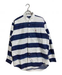POLO RALPH LAUREN（ポロ・ラルフローレン）の古着「【古着】手書きボーダーシャツ　コットンシャツ」｜ネイビー×ホワイト