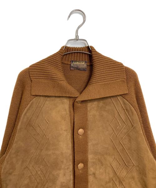 TUNDRA（ツンドラ）TUNDRA (ツンドラ) 【古着】スウェード切替カーディガン　ラグランカーディガン ブラウン サイズ:Mの古着・服飾アイテム