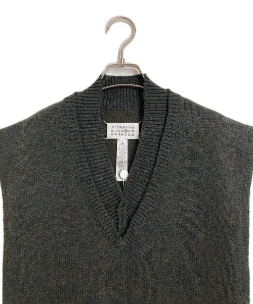 Maison Margiela（メゾンマルジェラ）Maison Margiela (メゾンマルジェラ) ウールリネンタバード ニットベスト　22AW グリーン サイズ:S 未使用品の古着・服飾アイテム