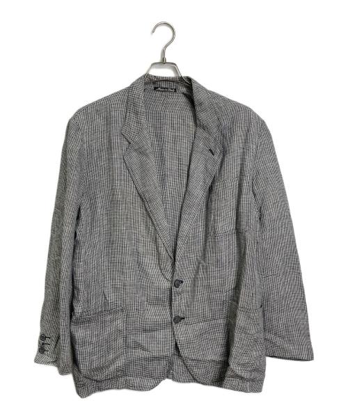 EMPORIO ARMANI（エンポリオアルマーニ）EMPORIO ARMANI (エンポリオアルマーニ) ハウンドトゥースリネンジャケット　千鳥柄　ライトジャケット ホワイト×ブラック サイズ:47の古着・服飾アイテム