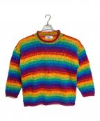 the sweater ventureセーターベンチャー）の古着「【古着】ニット　長袖ニット　ハンドニット　ウールニット　レインボー　総柄」｜マルチカラー