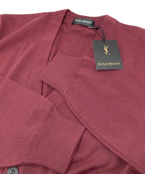 Yves Saint Laurent（イヴサンローラン）Yves Saint Laurent (イヴサンローラン) クラシックロゴニットカーディガン　ウールニット レッド サイズ:L 未使用品の古着・服飾アイテム