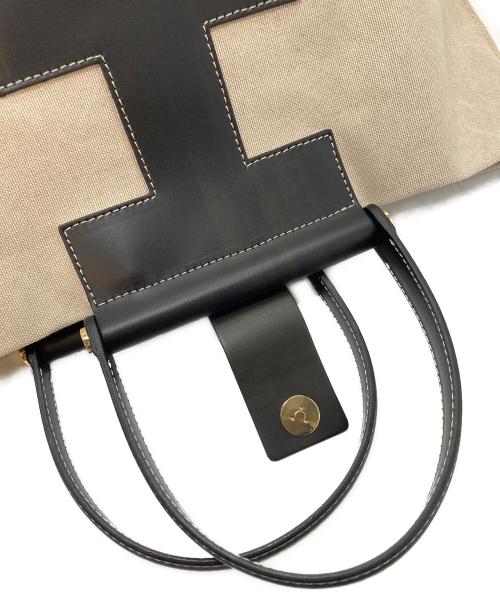 IACUCCI（イアクッチ）IACUCCI (イアクッチ) ソルベット L CORDURA/RUGA トートバッグ　イタリア製 ベージュ×ブラック サイズ:実寸参照の古着・服飾アイテム