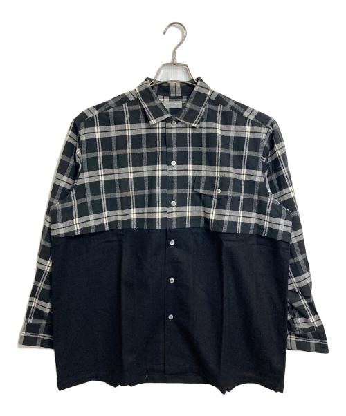 COMME des GARCONS HOMME（コムデギャルソン オム）COMME des GARCONS HOMME (コムデギャルソン オム) 【古着】90’Sドッキングチェックネルシャツ　田中オム期 1990AW AD1990 日本製 グレー×ブラック サイズ:実寸参照の古着・服飾アイテム