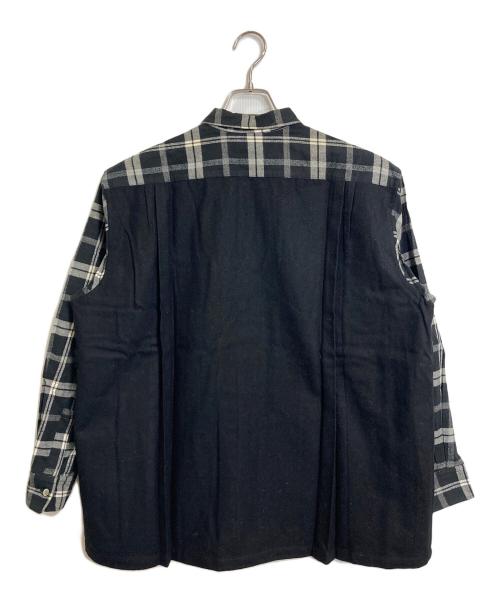 COMME des GARCONS HOMME（コムデギャルソン オム）COMME des GARCONS HOMME (コムデギャルソン オム) 【古着】90’Sドッキングチェックネルシャツ　田中オム期 1990AW AD1990 日本製 グレー×ブラック サイズ:実寸参照の古着・服飾アイテム