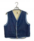 CarHarttカーハート）の古着「【古着】70’Ｓデニムボアベスト　 70年代 プリントタグ」｜ブルー