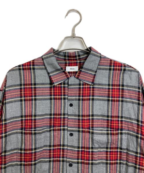 Allege.（アレッジ）ALLEGE. (アレッジ) オープンカラーチェックシャツ　コットンシャツ グレー×レッド サイズ:3の古着・服飾アイテム