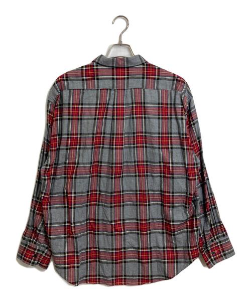 Allege.（アレッジ）ALLEGE. (アレッジ) オープンカラーチェックシャツ　コットンシャツ グレー×レッド サイズ:3の古着・服飾アイテム