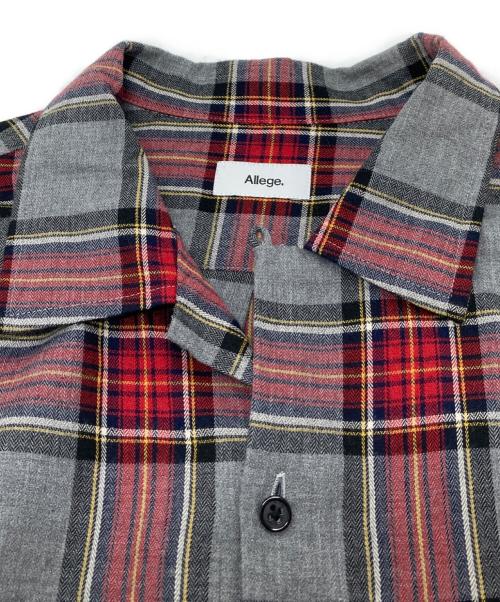 Allege.（アレッジ）ALLEGE. (アレッジ) オープンカラーチェックシャツ　コットンシャツ グレー×レッド サイズ:3の古着・服飾アイテム