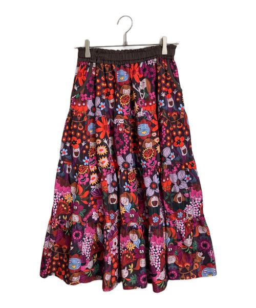 OLLEBOREBLA（アルベロベロ）OLLEBOREBLA (アルベロベロ) 総柄スカート　ナイロンスカート　撥水スカート　2ポケット マルチカラー サイズ:FREEの古着・服飾アイテム
