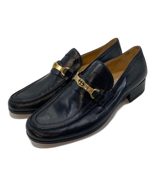 GUCCI（グッチ）GUCCI (グッチ) GGロゴビットローファー　レザーシューズ ブラック サイズ:43.5   （M）の古着・服飾アイテム