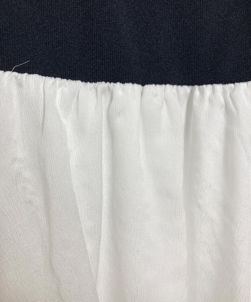 CELFORD（セルフォード）CELFORD (セルフォード) ランダムヘムドッキングニットワンピース　長袖ワンピース ブラック×ホワイト サイズ:36の古着・服飾アイテム