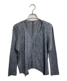 PLEATS PLEASE（プリーツプリーズ）の古着「プリーツカーディガン　デザインカーディガン　日本製」｜グレー